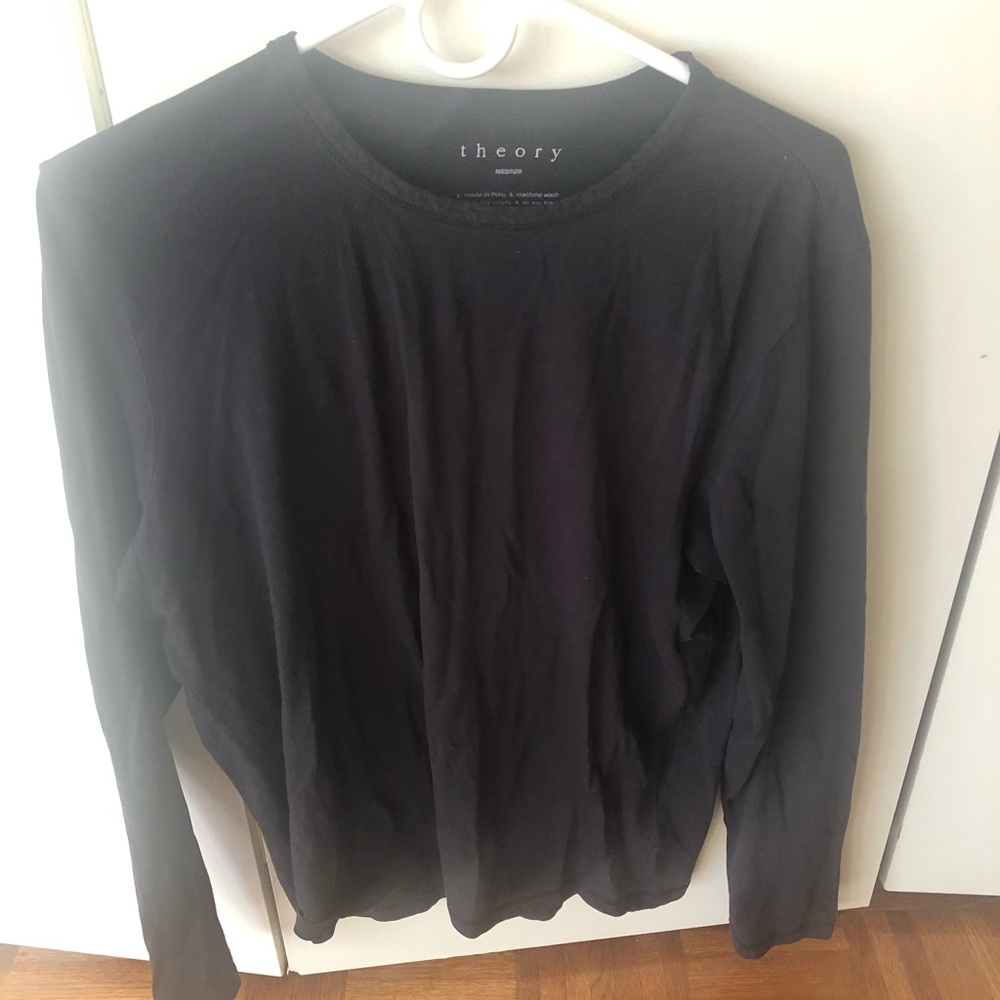 Theory Mens Long Sleeve T - Dark Grey/Black - M